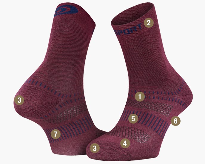 Socks DOUBLE EVO bordeaux